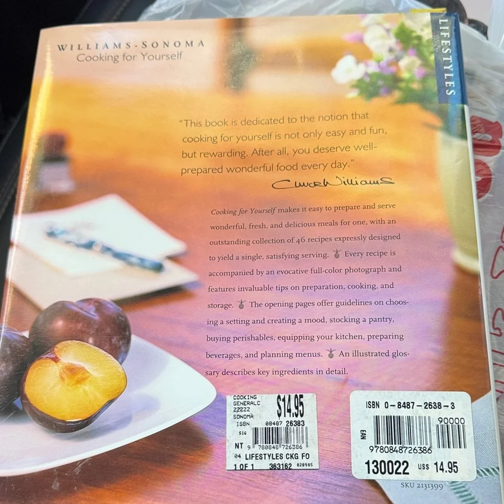 Williams Sonoma Cooking for Yourself Cookbook - Blue and White Cover
